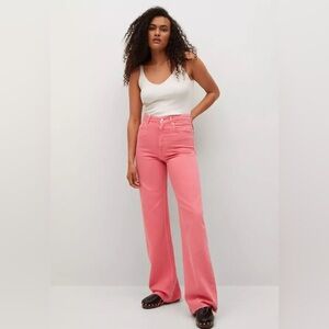 MANGO | Pink Flare Wide Leg Jeans